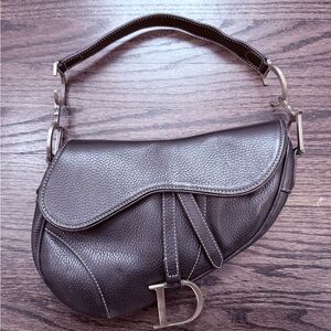 Dior Black Leather Saddle Bag vintage